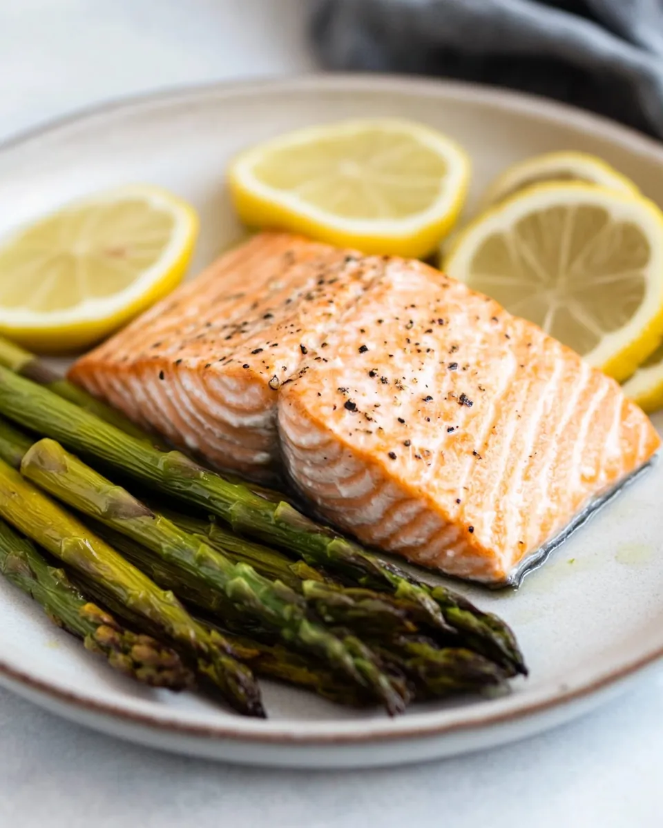 Simple One Pan Lemon Salmon with Roasted Asparagus
