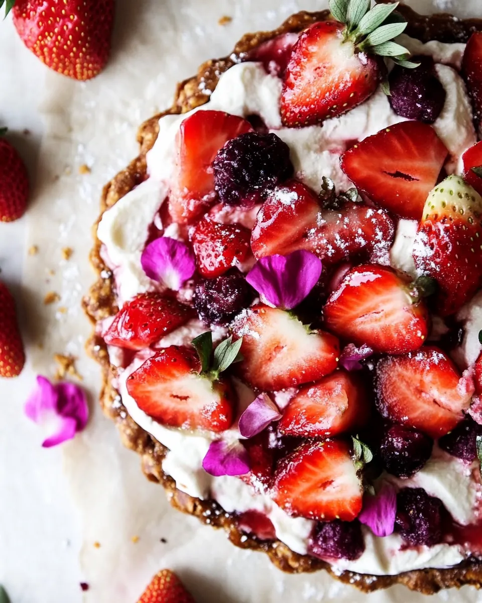 Simple Strawberry and Cream Rye Pretzel Tart
