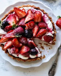 Simple Strawberry and Cream Rye Pretzel Tart