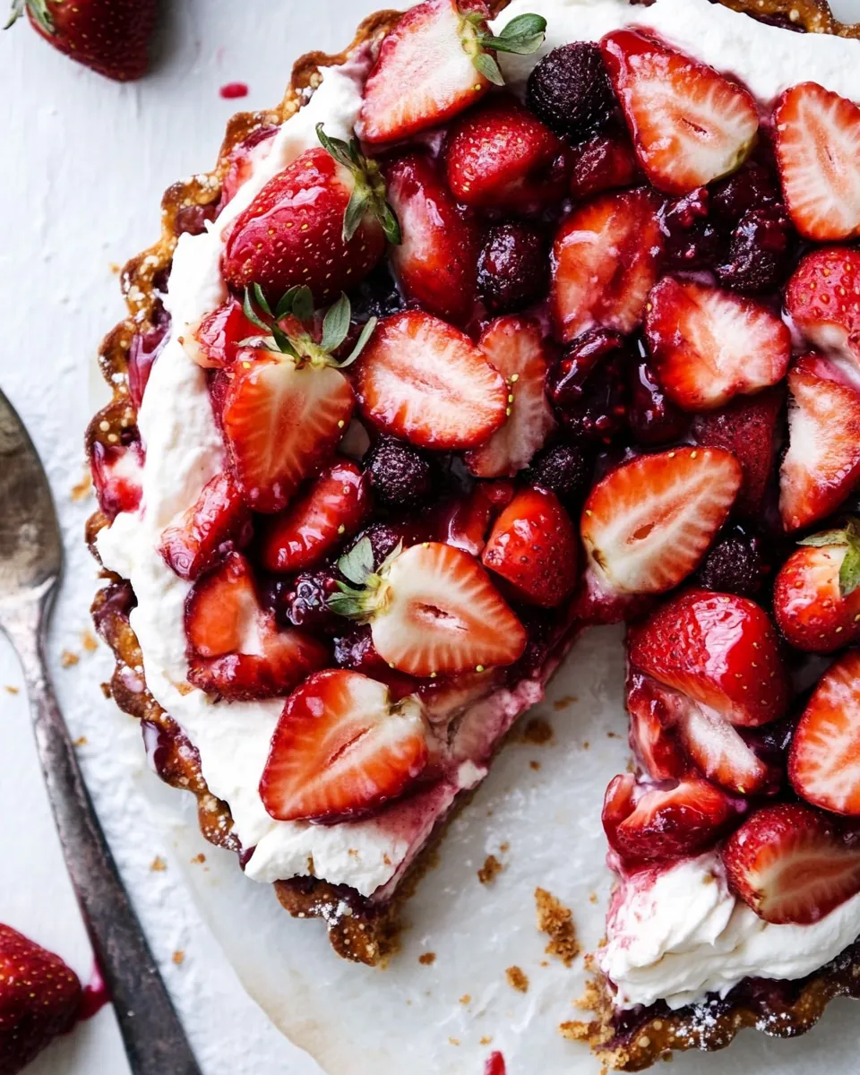 Simple Strawberry and Cream Rye Pretzel Tart