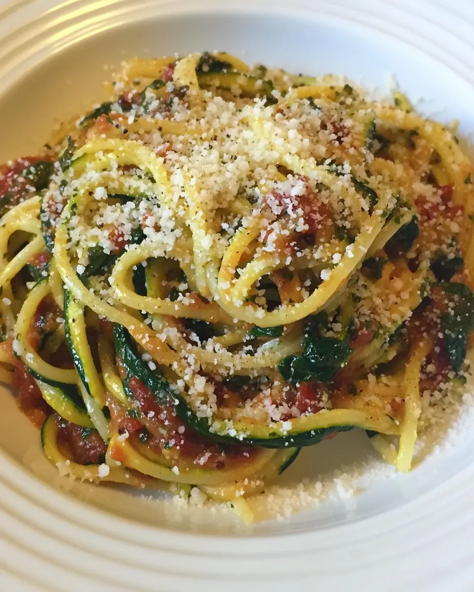 Skinny Zucchini Pasta Baby Spinach