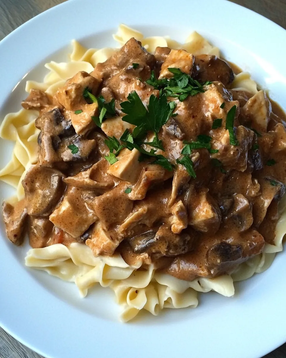 Slow Cooker Turkey Stroganoff