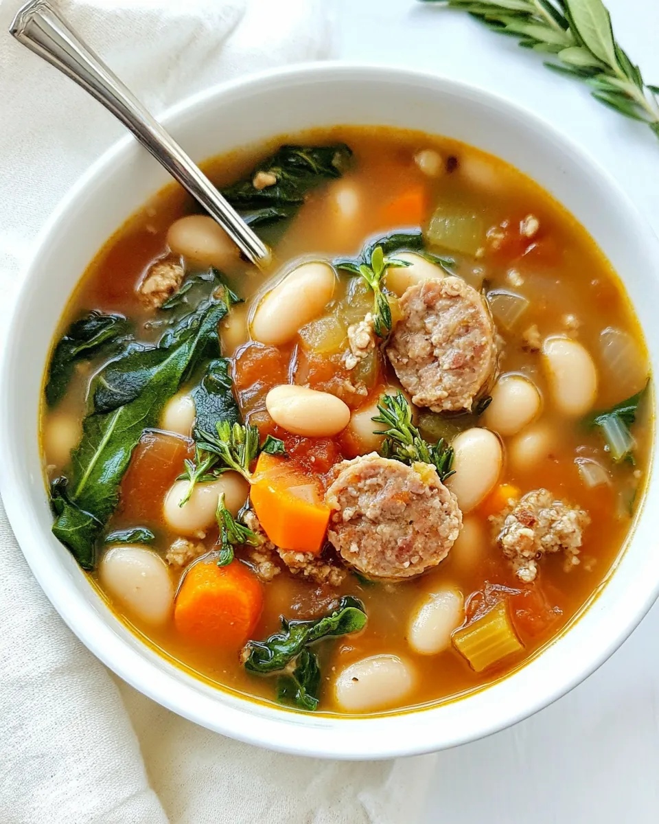 Slow Cooker Tuscan White Bean and Sausage Soup