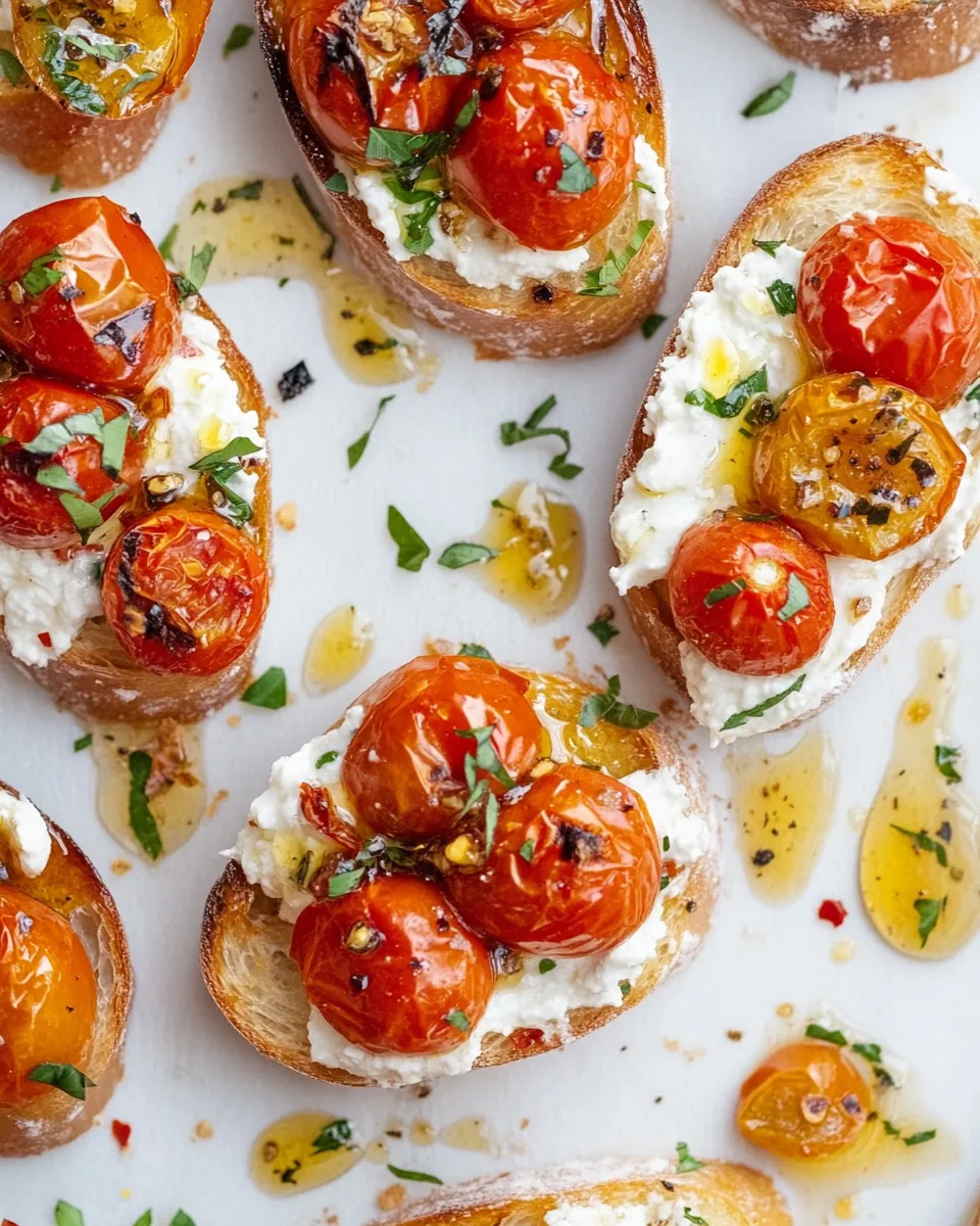 Slow Roasted Hot Honey Tomato Crostini