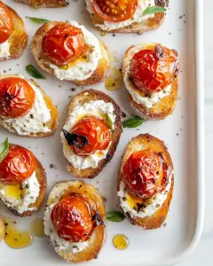 Slow Roasted Hot Honey Tomato Crostini
