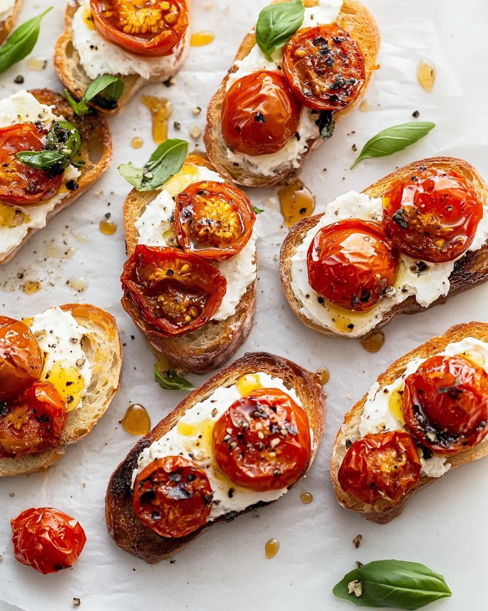 Slow Roasted Hot Honey Tomato Crostini
