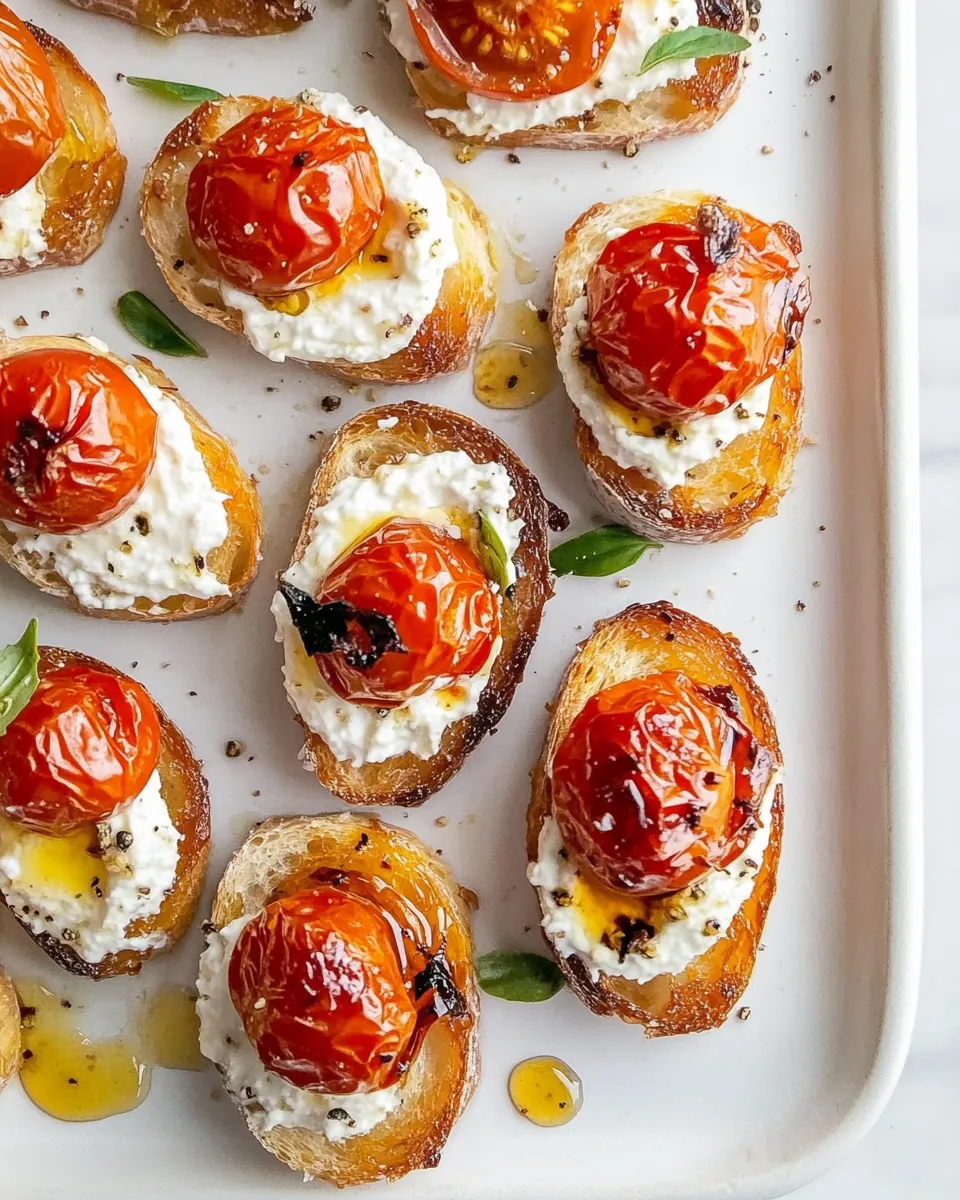 Slow Roasted Hot Honey Tomato Crostini