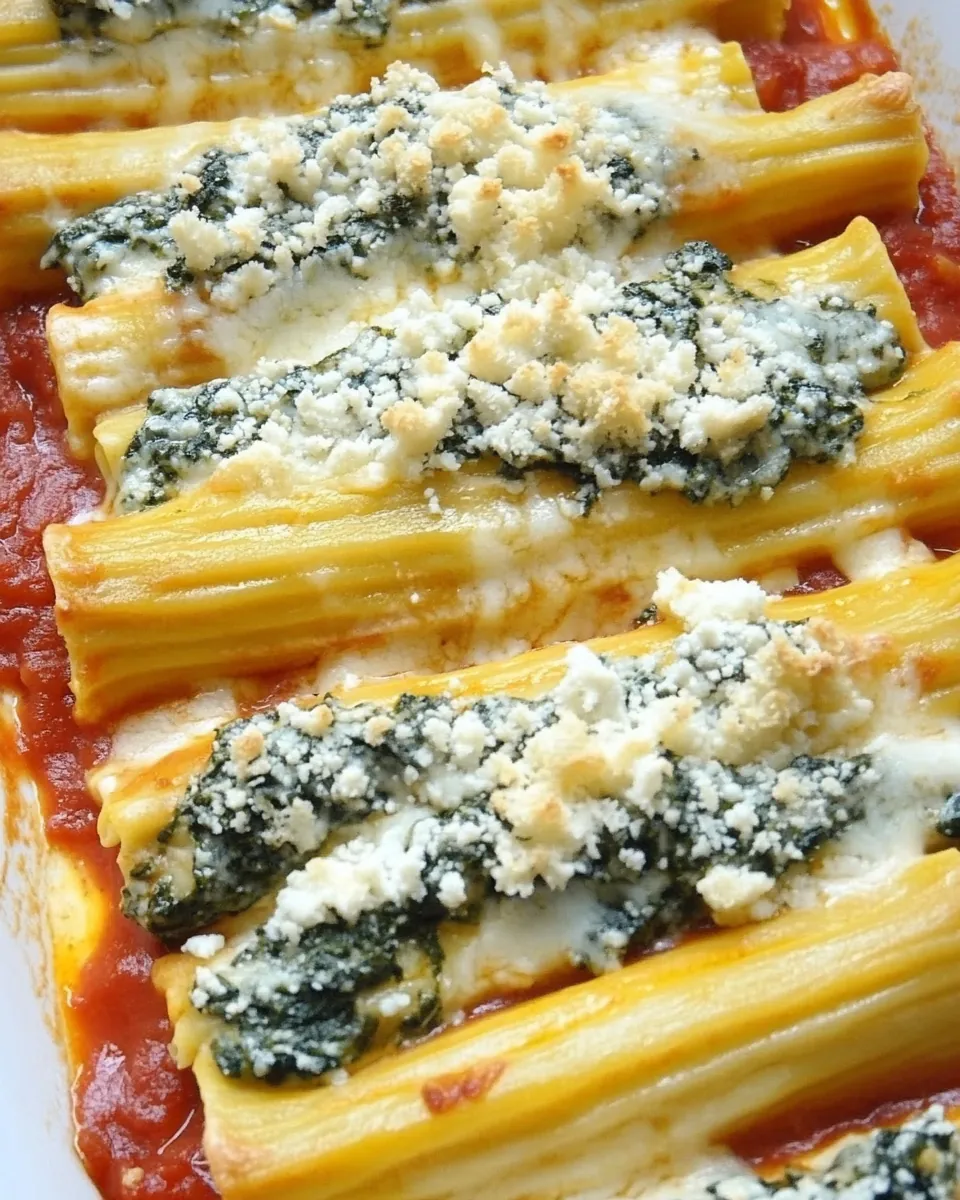 Spinach and Cheese Stuffed Manicotti