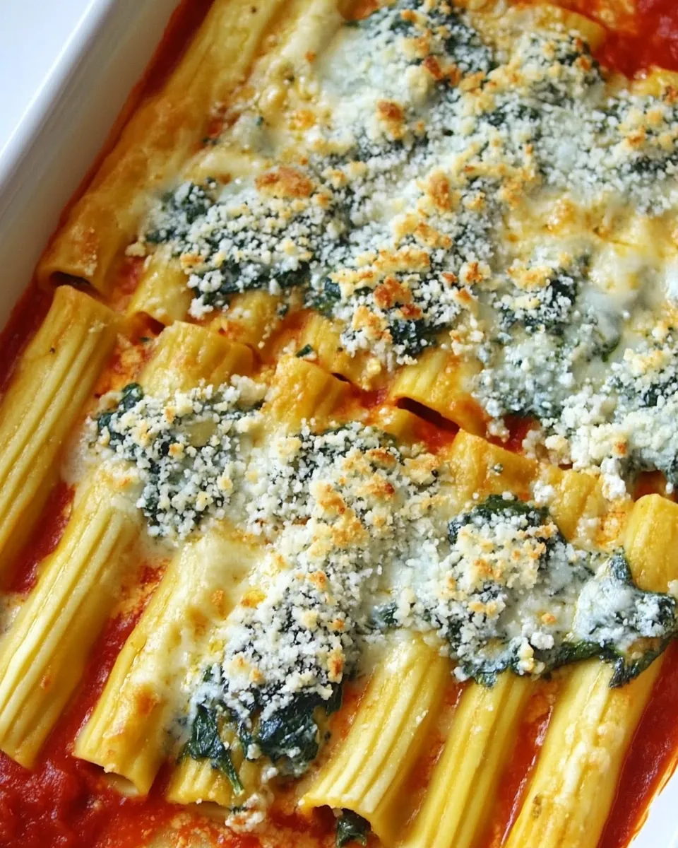 Spinach and Cheese Stuffed Manicotti