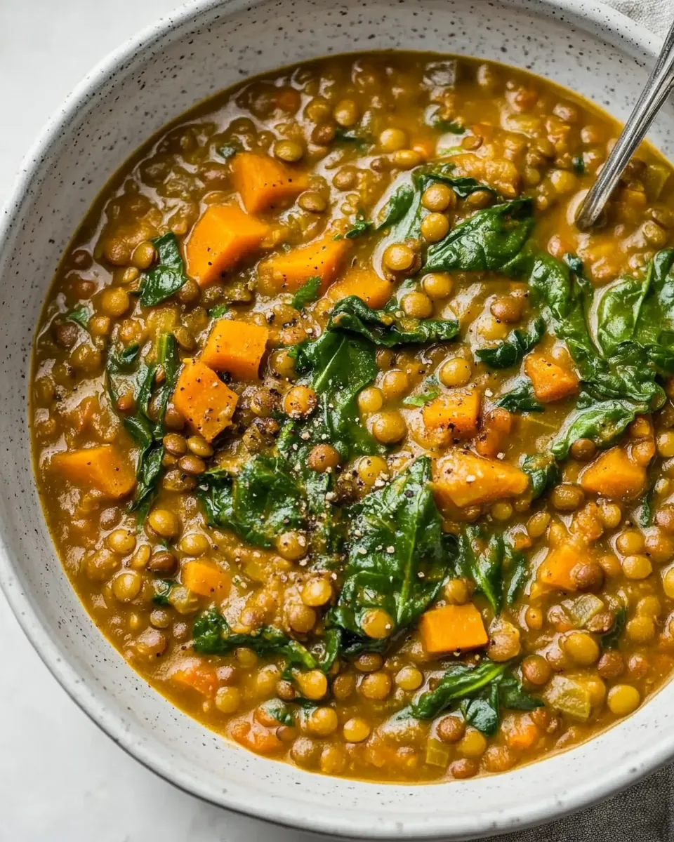 Spinach Lentil Sweet Potato Stew