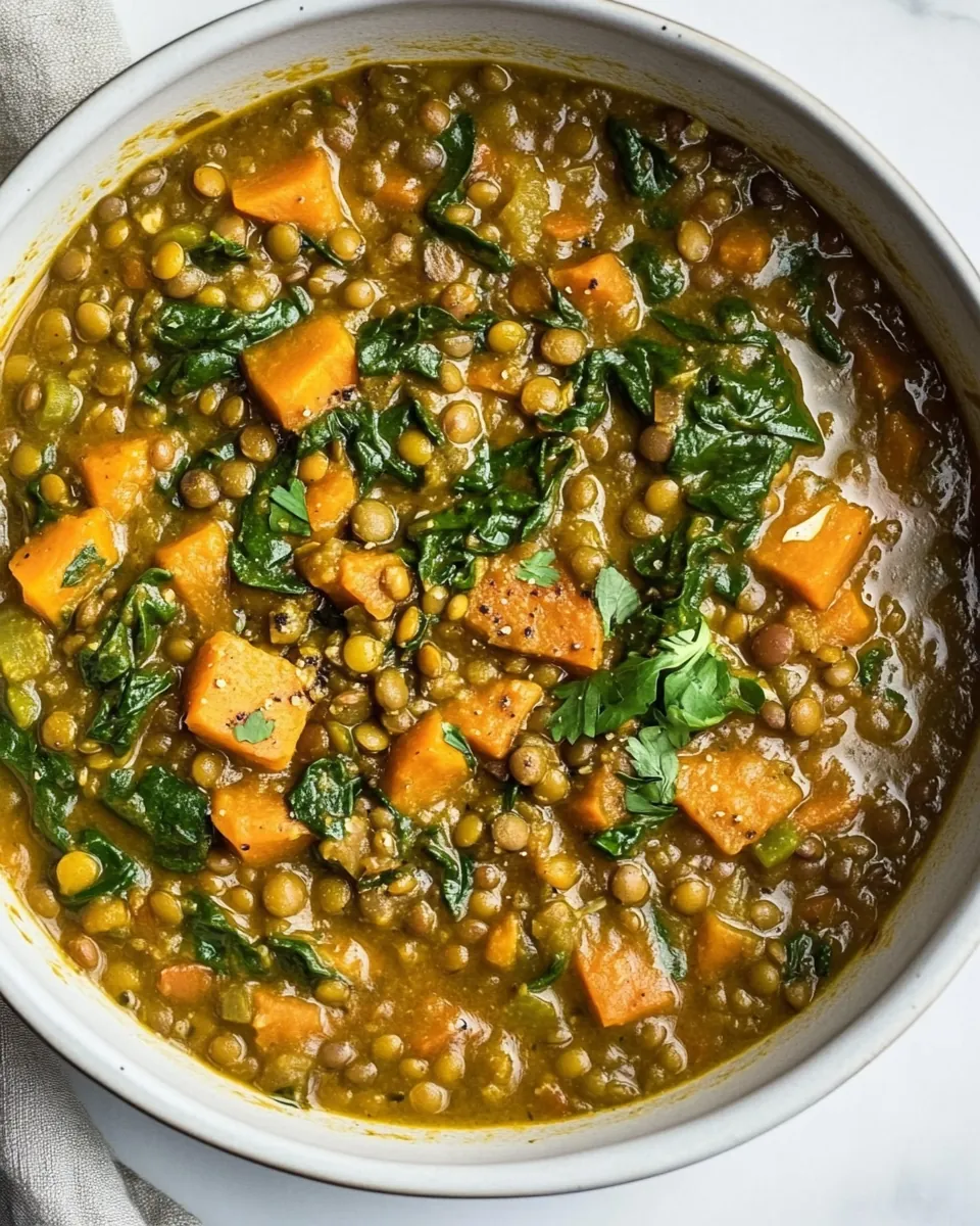 Spinach Lentil Sweet Potato Stew