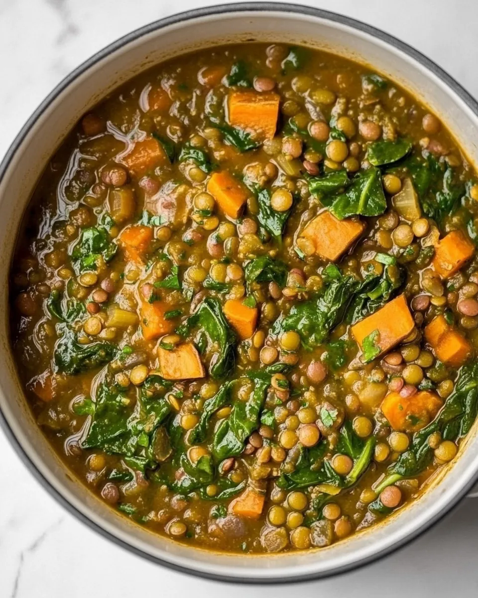 Spinach Lentil Sweet Potato Stew