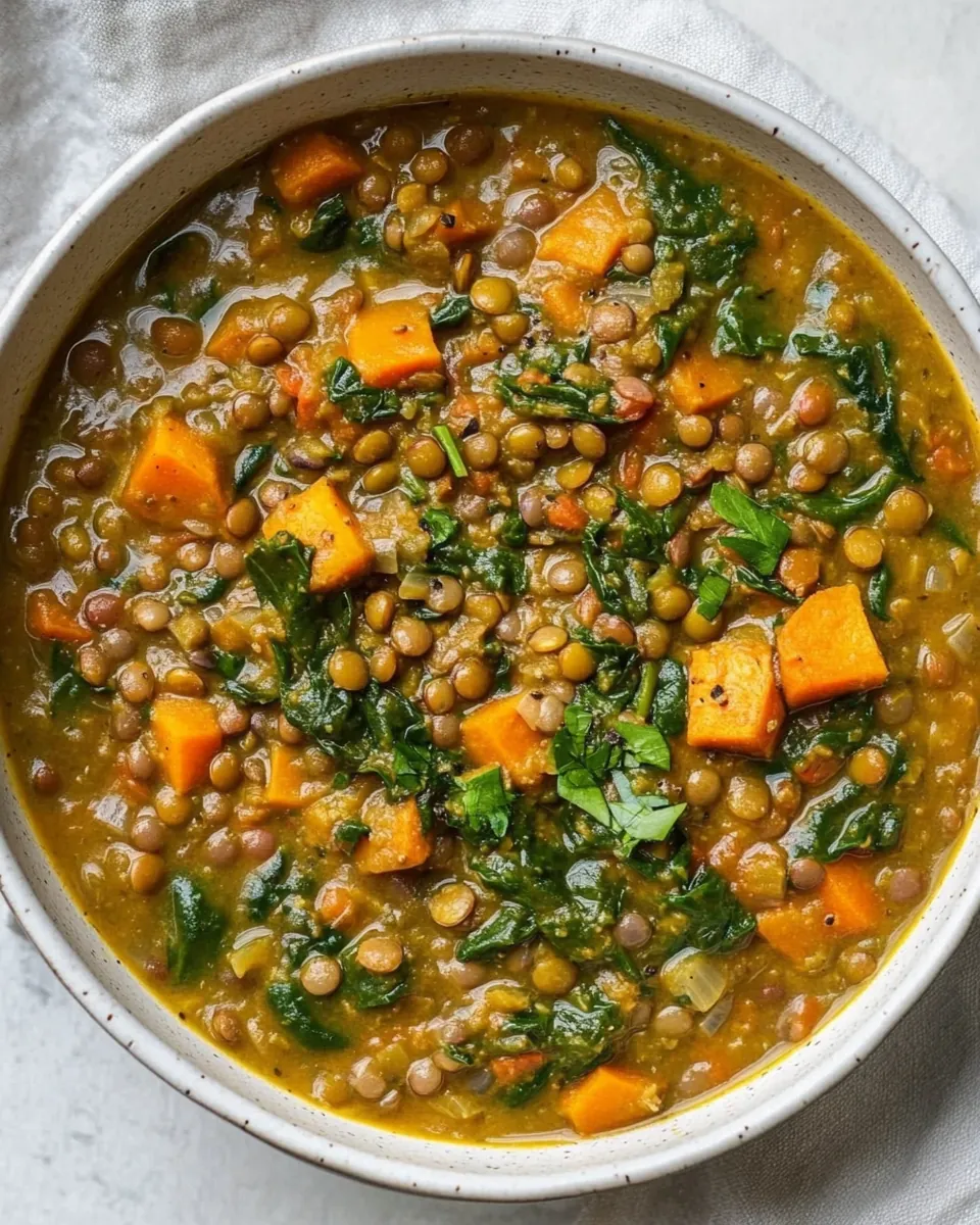 Spinach Lentil Sweet Potato Stew