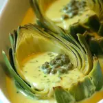 Steamed Artichokes with Caper Scallion Mayonnaise