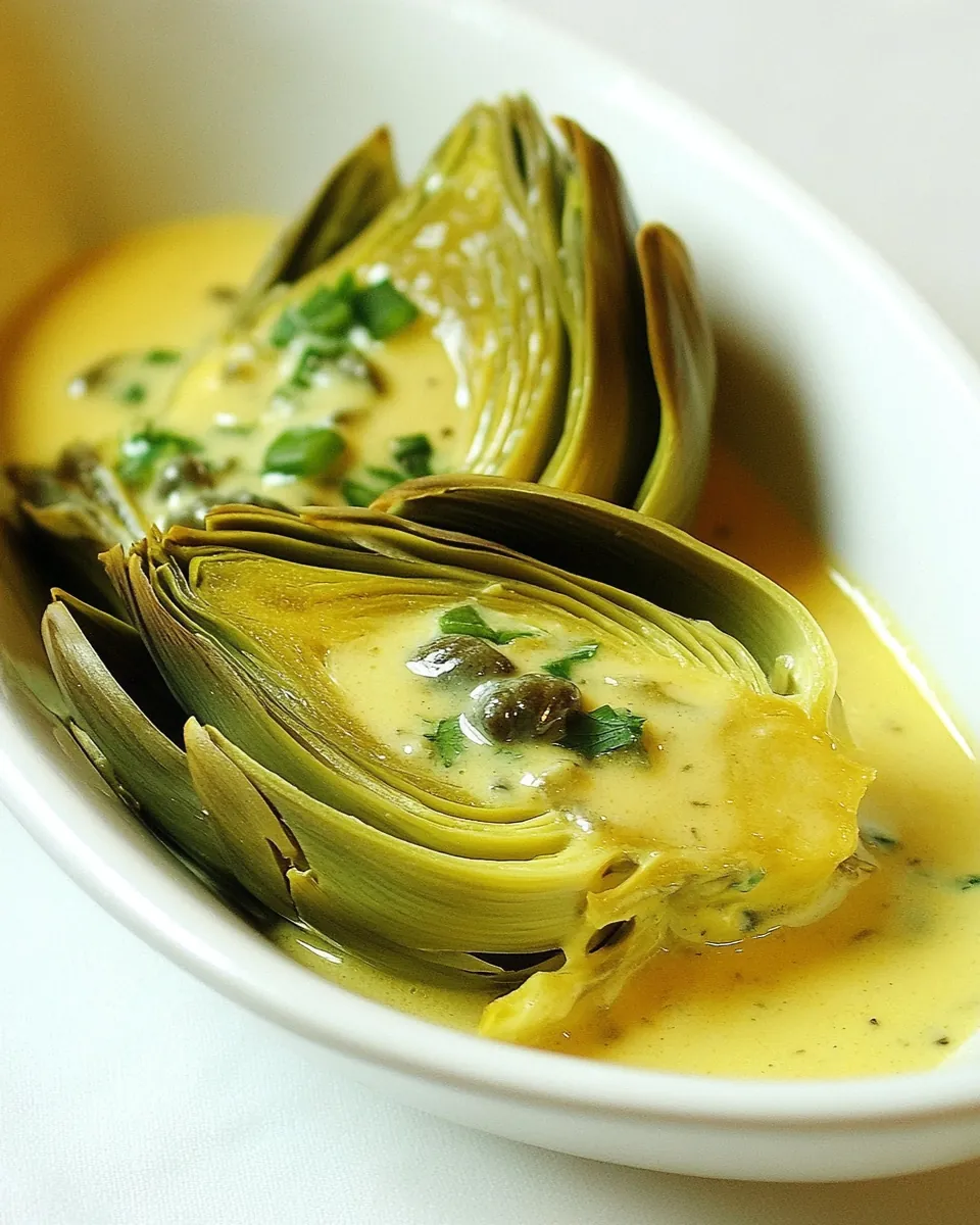 Steamed Artichokes with Caper Scallion Mayonnaise