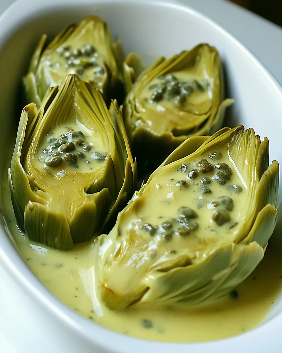 Steamed Artichokes with Caper Scallion Mayonnaise