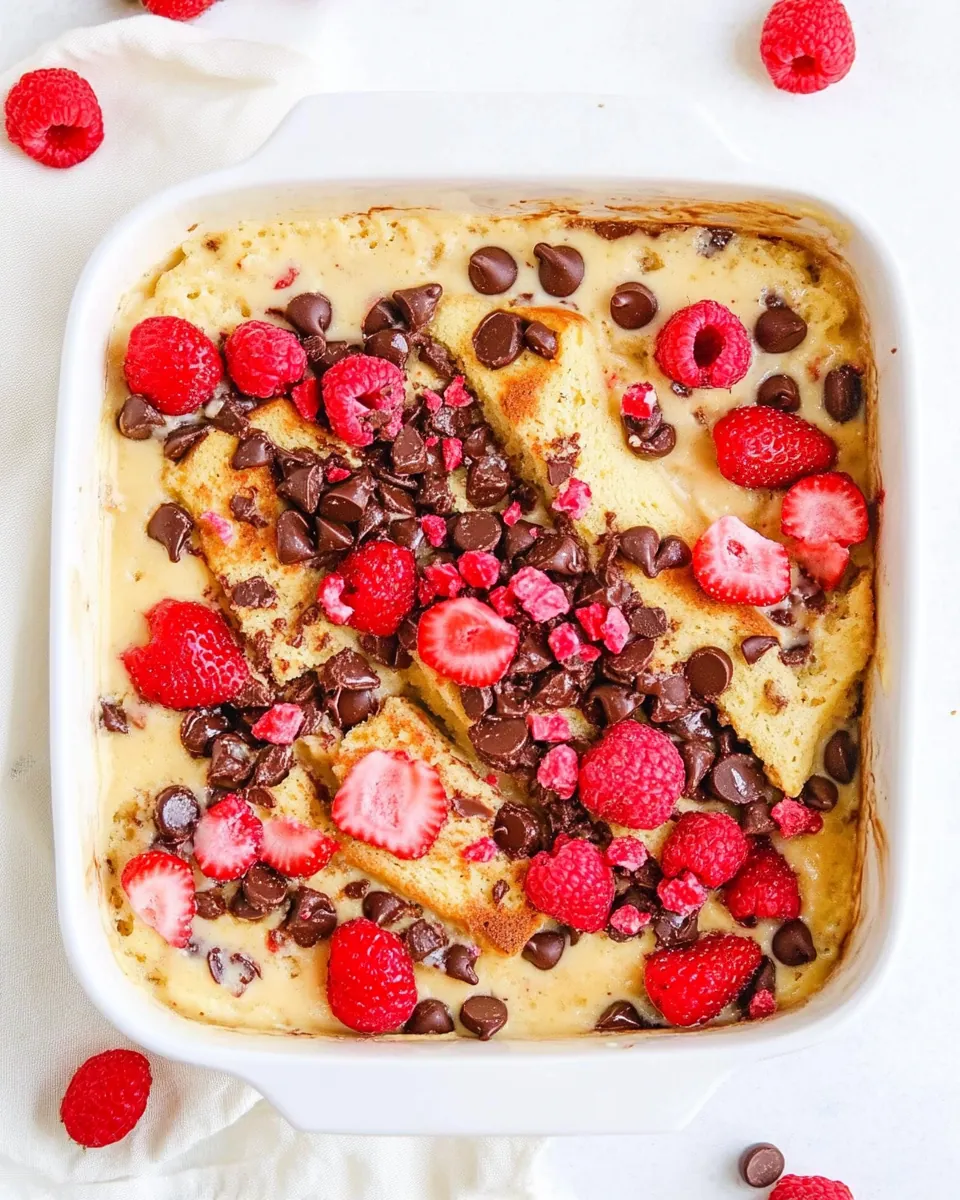 Strawberry Chocolate Chip Bread Pudding