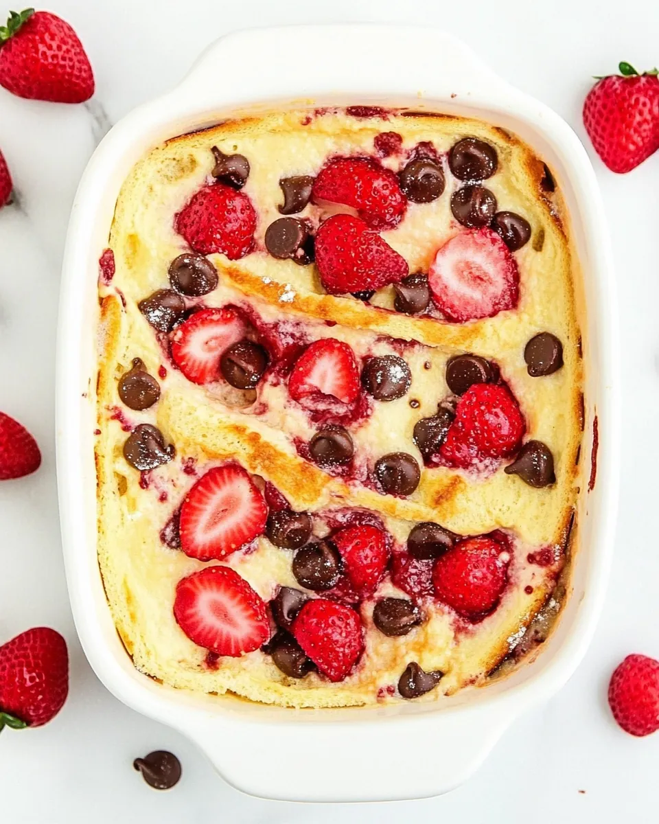 Strawberry Chocolate Chip Bread Pudding