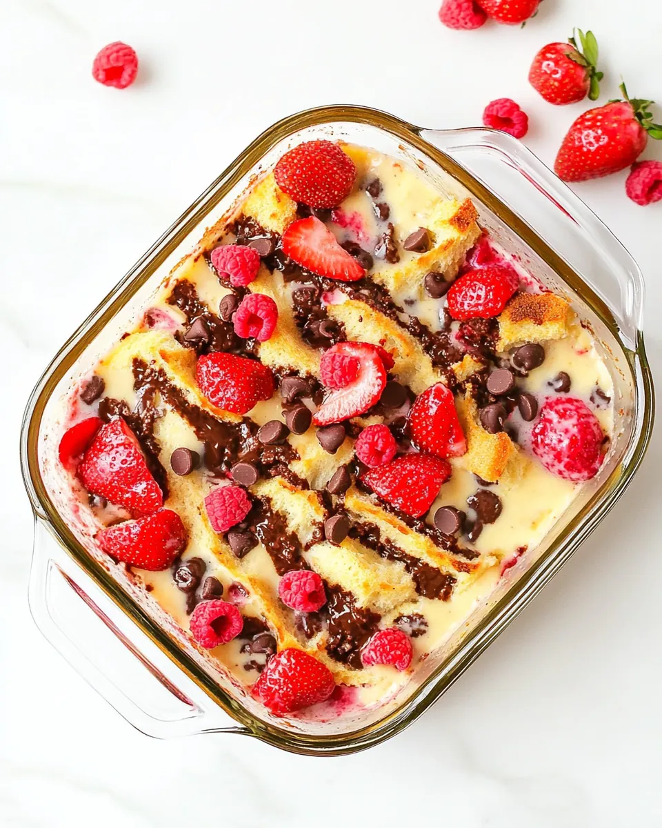 Strawberry Chocolate Chip Bread Pudding