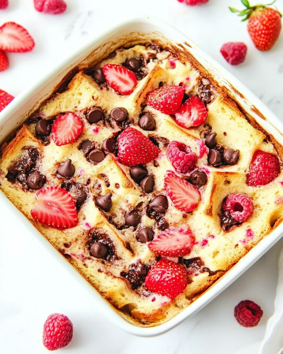 Strawberry Chocolate Chip Bread Pudding