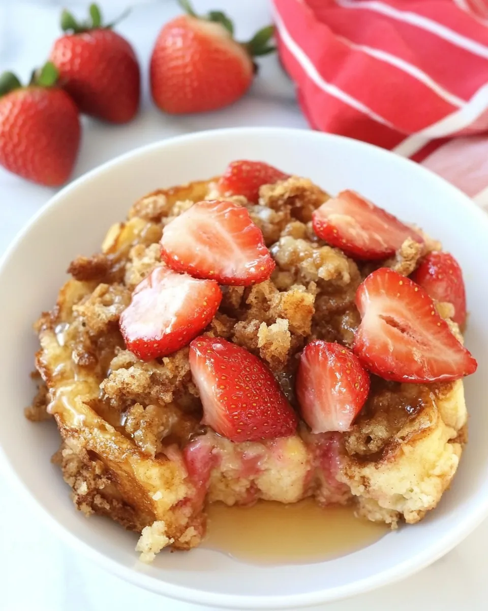 Strawberry Rhubarb Baked French Toast