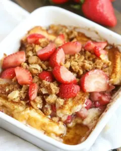 Strawberry Rhubarb Baked French Toast