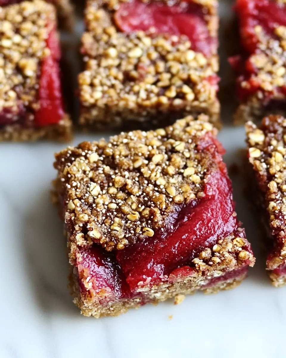 Strawberry Rhubarb Buckwheat Bars