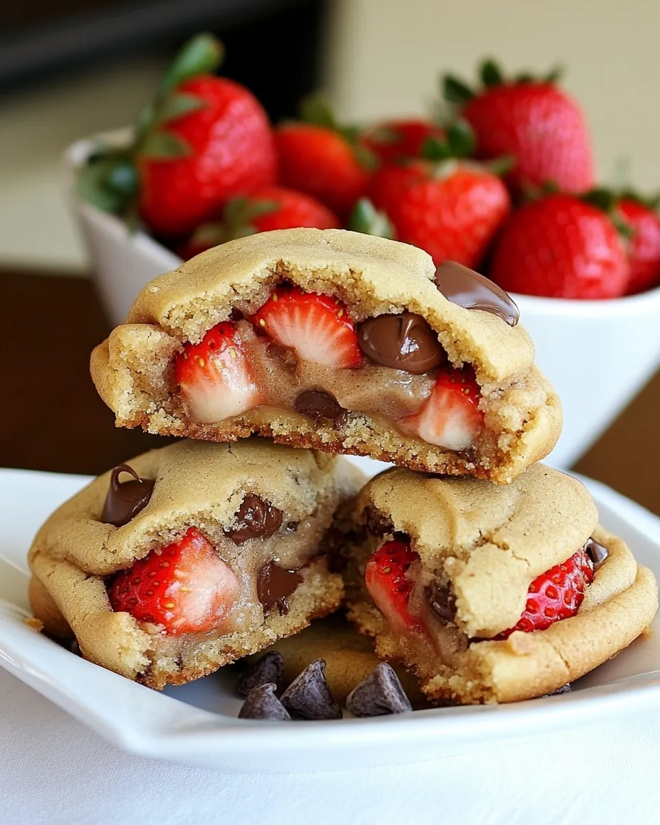 Strawberry Stuffed Chocolate Chip Cinnamon Cookies