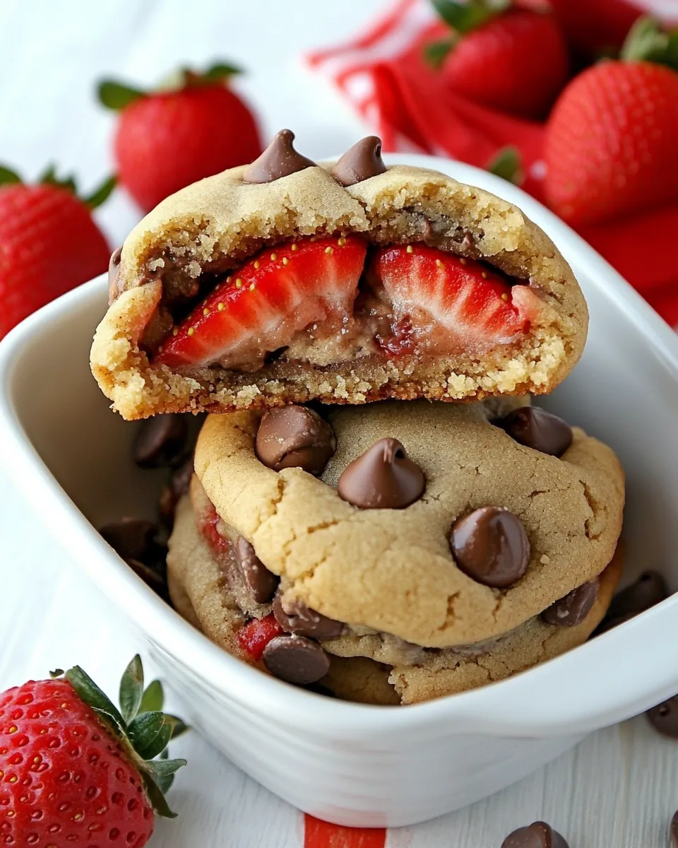 Strawberry Stuffed Chocolate Chip Cinnamon Cookies