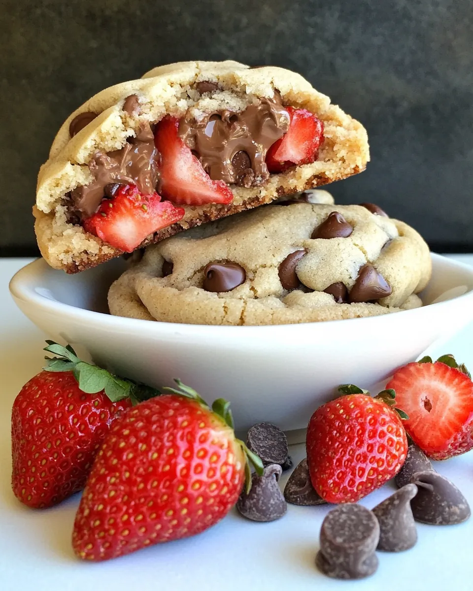 Strawberry Stuffed Chocolate Chip Cinnamon Cookies