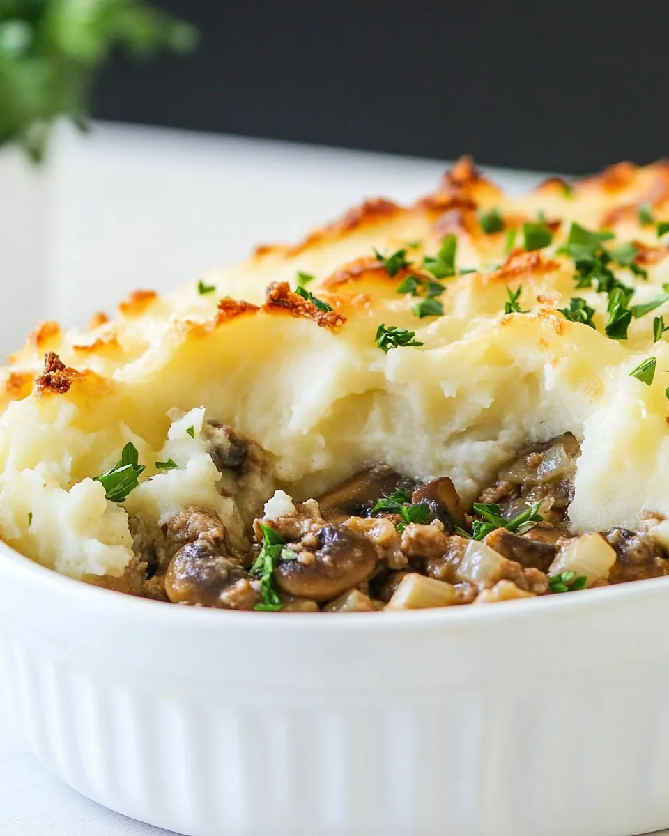 Turkey Mushroom Shepherds Pie