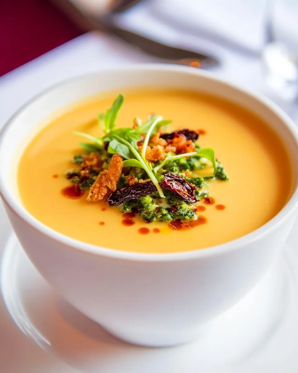 Veggie Cream Soup with Pesto Dried Tomatoes